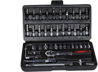VRAVMO 46 in 1 Pcs Tool Kit & Screwdriver and Socket Set Multi Purpose Combination Tool Case Precision Socket Set Socket Set