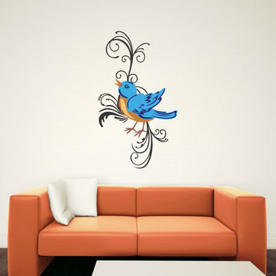 SUDARSHAN STICKER 91 cm Beautiful Bird Design Wall Sticker 91cm x 52cm Self Adhesive Sticker(Pack of 1)