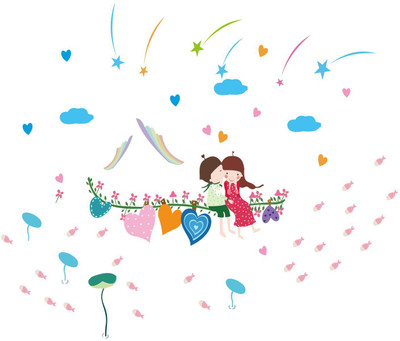 Decoration Designs 60 cm Valentine's Day Special Loving Couple Wall Sticker Door,Window, Design Decal Standar Door,Window, Design Decal Standar 60cm x 76cm Self Adhesive Sticker(Pack of 1)