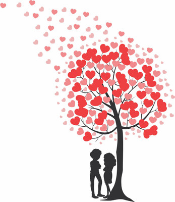 Decoration Designs 106 cm Valentine's Day Special Loving Couple Wall Sticker Door,Window, Design Decal Standar Door,Window, Design Decal Standar 106cm x 92cm Self Adhesive Sticker(Pack of 1)