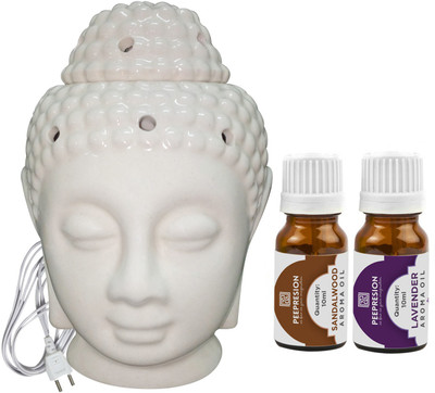 PEEPRESION Sandalwood, Lavender Diffuser Set, Aroma Oil PPC-EBUDDHA130-SW-LV(3 x 6.67 ml)