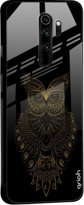 QRIOH Glass Back Cover for Mi Redmi Note 8 Pro(Multicolor, Grip Case, Silicon, Pack of: 1)