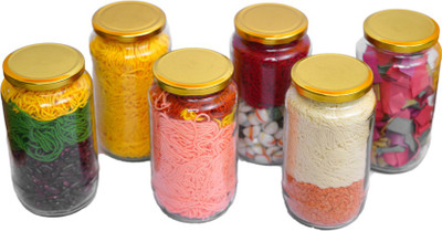 NIXTIL Glass Grocery Container  - 1000 ml(Pack of 6, Clear)