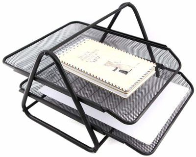 Cpixen 2 Compartments METAL FILE RACK(Black)