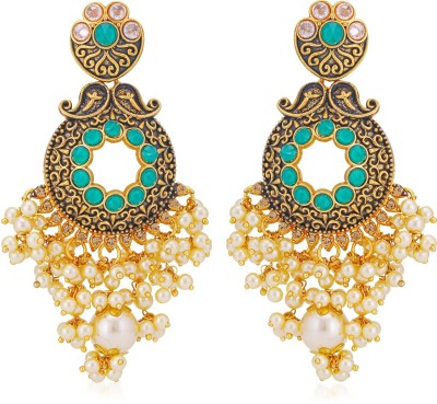 Sukkhi Glorious Gold Plated Pearl Chandbali Earring For Women Pearl Alloy Chandbali Earring