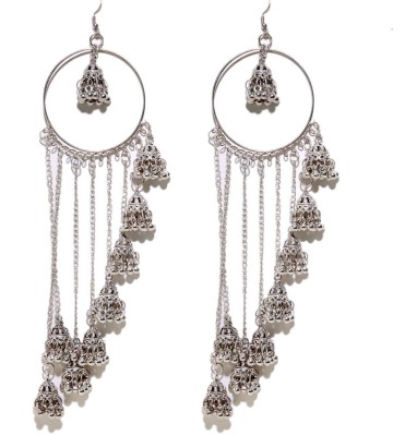 Shining Angel Beautiful Long Bali Jhumki Silver Colour Earrings for Women and Girls Alloy Drops & Danglers