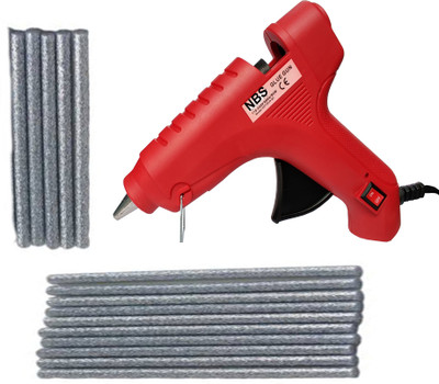 NBS Glue GunRed 80W with 15 Silver Glitter StickLeak Proof Standard Temperature Corded Glue Gun(11 mm)
