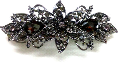 S Mark black metal grand look stones hair clip for women pack of 1 Hair Clip(Black)