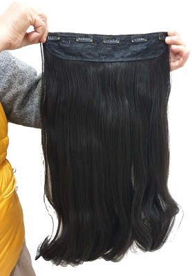 Foreign Holics High Quality Clips Wavy Synthetic Heat Resistant  Extension 26 Inches Black Hair Extension