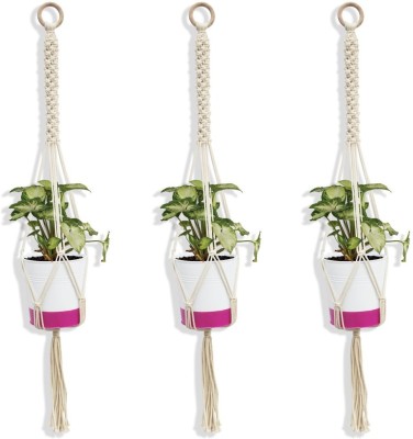 TrustBasket Lara Macrame Hanger Set of 3 for flower pot Plant Container Set(Pack of 3, Plastic)