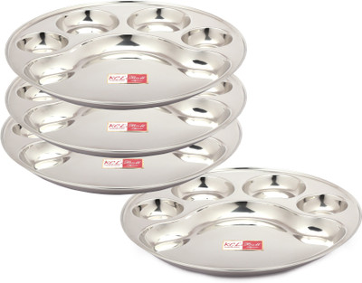 KCL Round Plate - 
 Partition Divided, Lunch / Dinner / Bhojan / Thali Plates - Dinner Plate(Pack of 4)