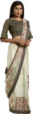 kvsfab Digital Print Daily Wear Georgette Saree(Cream)