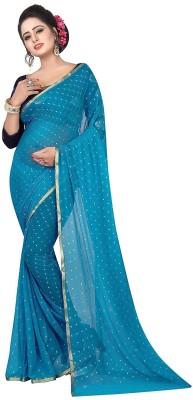 REDFISH Printed Bollywood Chiffon Saree(Light Blue)