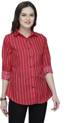 Eretailors Women Printed Casual Red Shirt