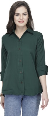 Enchanted Drapes Women Solid Casual Green Shirt