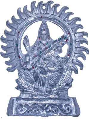 jy White Metal Wall Hanging & Standing Goddess Sarswati Idol Silver Colour Decorative Showpiece  -  27 cm(Aluminium, Silver)