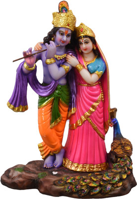 Matchless Gifts Peacock Radha Krishna (Height : 15 Cms) Decorative Showpiece  -  15 cm(Polyresin, Multicolor)
