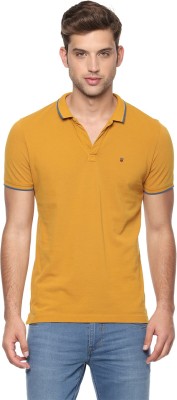 Louis Philippe Solid Men Polo Neck Yellow T-Shirt