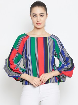 PURYS Casual 3/4 Sleeve Striped Women Multicolor Top