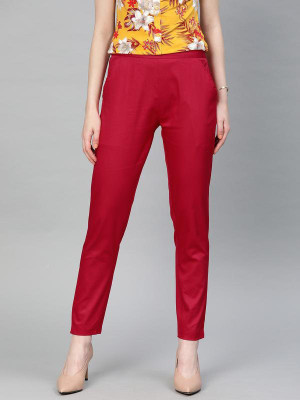 Jaipur Kurti Regular Fit Women Red Trousers