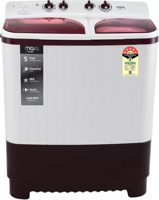 MarQ by Flipkart 7.5 kg 5 Star Rating Semi Automatic Top Load White, Maroon(MQSA75H5M)