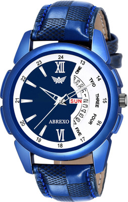 Abrexo Abx1202-BL White & Blue Day and Date Analog Watch - For Men