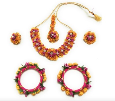 paribhasha Fabric, Paper Yellow, Pink, White Jewellery Set(Pack of 1)