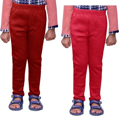 IndiWeaves Legging For Girls(Red Pack of 2)