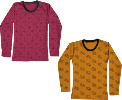 IndiWeaves Girls Casual Fleece Blend Woollen Top(Yellow, Pack of 2)