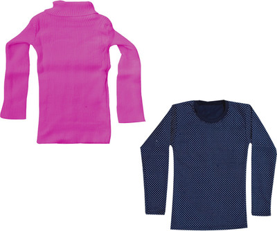 IndiWeaves Girls Casual Fleece Sweater Top(Multicolor, Pack of 2)