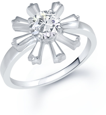87% OFF on VK Jewels Eight Petal Rhodium plated solitare Shaped for Women and Girls Alloy Cubic Zirconia Rhodium Plated Ring