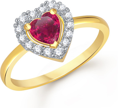 86% OFF on VK Jewels Red Bell Heart Shape Shaped for Women and Girls Alloy Cubic Zirconia Gold Plated Ring