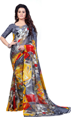 Anand Sarees Geometric Print Daily Wear Georgette Saree(Grey)
