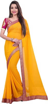 Anand Sarees Embellished Bollywood Chiffon Saree(Yellow)