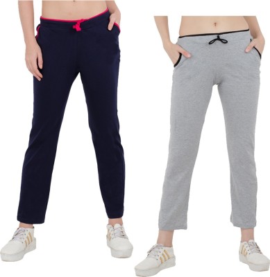 IndiWeaves Solid Women Dark Blue, Grey Track Pants