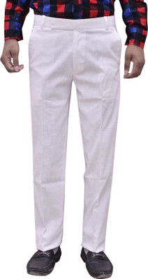 IndiWeaves Relaxed Men White Trousers