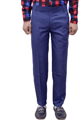 IndiWeaves Relaxed Men Blue Trousers