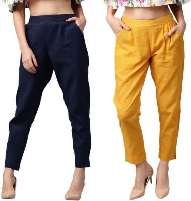 SVK Etail Regular Fit Women Dark Blue, Yellow Trousers