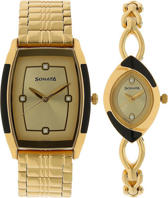Sonata 70808069YM02C Analog Watch - For Couple