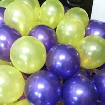 GNGS Solid Solid Metallic Anniversary Birthday Party Balloon(Purple, Yellow, Pack of 50)