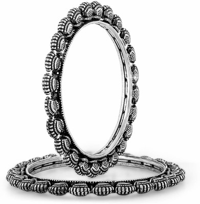 YELLOW CHIMES Brass Silver Bangle(Pack of 2)