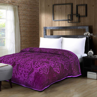Swikon star Self Design Double Mink Blanket for  Heavy Winter(Polyester, Purple)