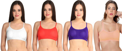 OSTIUM Women Bralette Lightly Padded Bra(Red, White, Blue, Beige)