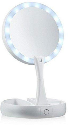 Angel Enterprise Foldaway Double Sided LED Mirror 10x Magnification Vanity Compact Foldable Mirror,
