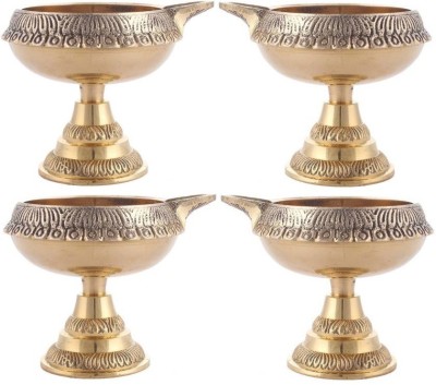 Fashion Bizz Brass Diwali Kuber Deepak On Stand Diyas Table Diya Set Brass Brass (Pack of 4) Table Diya Set(Height: 2 inch)