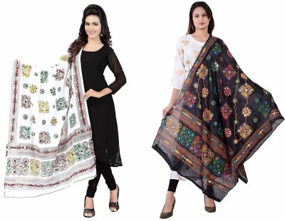 Hanu Creations Pure Cotton Embroidered Women Dupatta