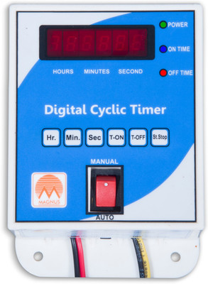 Magnus M-1122 Digital Cyclic Timer/Hydrophonics Timer Programmable Electronic Timer Switch(White)