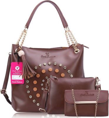 Fiesto fashion Women Brown Messenger Bag(Pack of: 3)