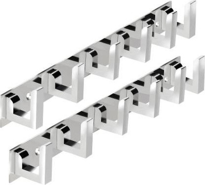 Darkline Hook Plate/Hook Patti Stainless Steel Coat Bath Towel Hook Hanger Rail Bar Set of 2 Hook Rail 6(Pack of 2)