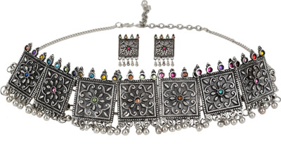 Zooniv Oxidised Silver Black Silver Silver, Multicolor Jewellery Set(Pack of 1)